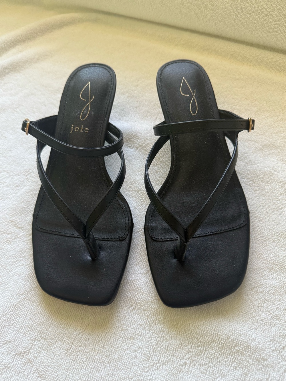 Joie Black Strappy Square-Toe Heels